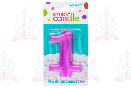 VELA METALICA ROSA # 1 12/1 PZA GRANMARK - EL CASTILLO DEL DULCE
