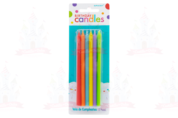 VELA CONICA COLORES 12/12 PZA GRANMARK - EL CASTILLO DEL DULCE